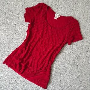 Lavish Red Ruffle Textured Top Size M